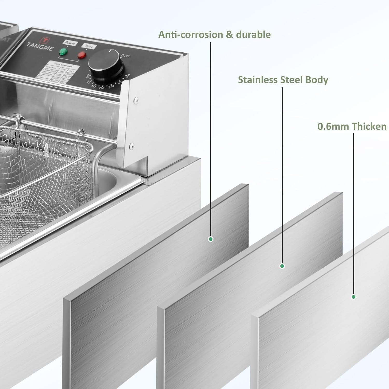 10L Commercial Deep Fat Fryer Stainless Steel Adjustable Temp Basket
