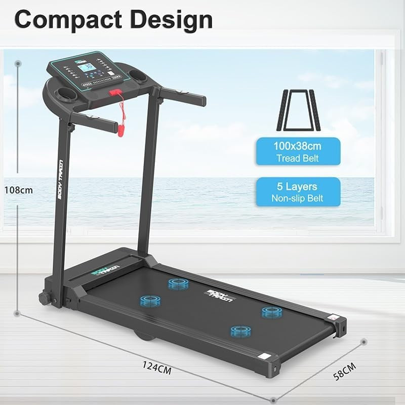 Foldable Bluetooth Treadmill Home Gym 10km/h App Compatible Compact