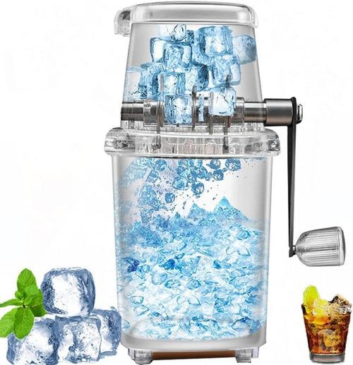 Manual Ice Crusher Shaver Hand Crank Snow Cone Slush Maker 1.25L
