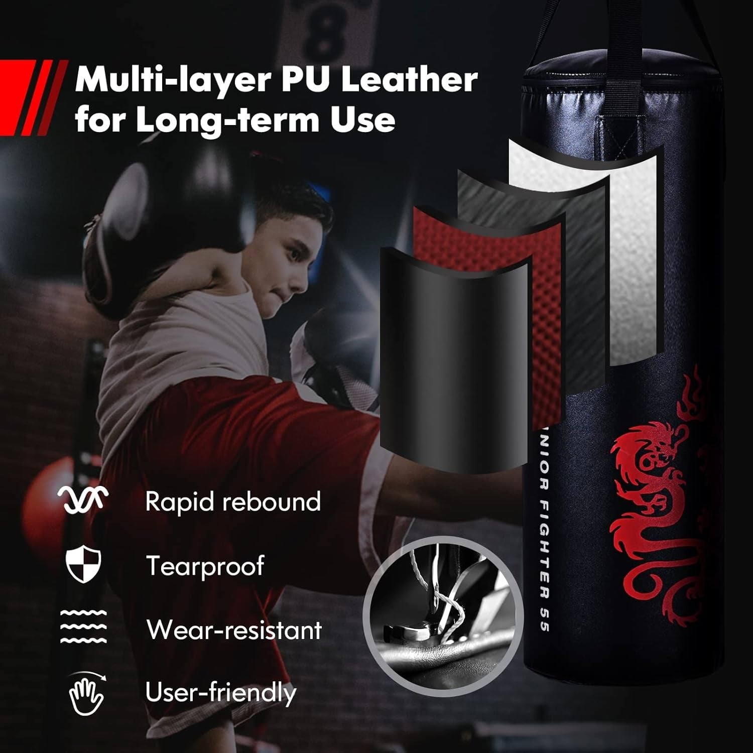 Kids Heavy Filled Boxing Punch Bag Set Gloves Wall Bracket Training