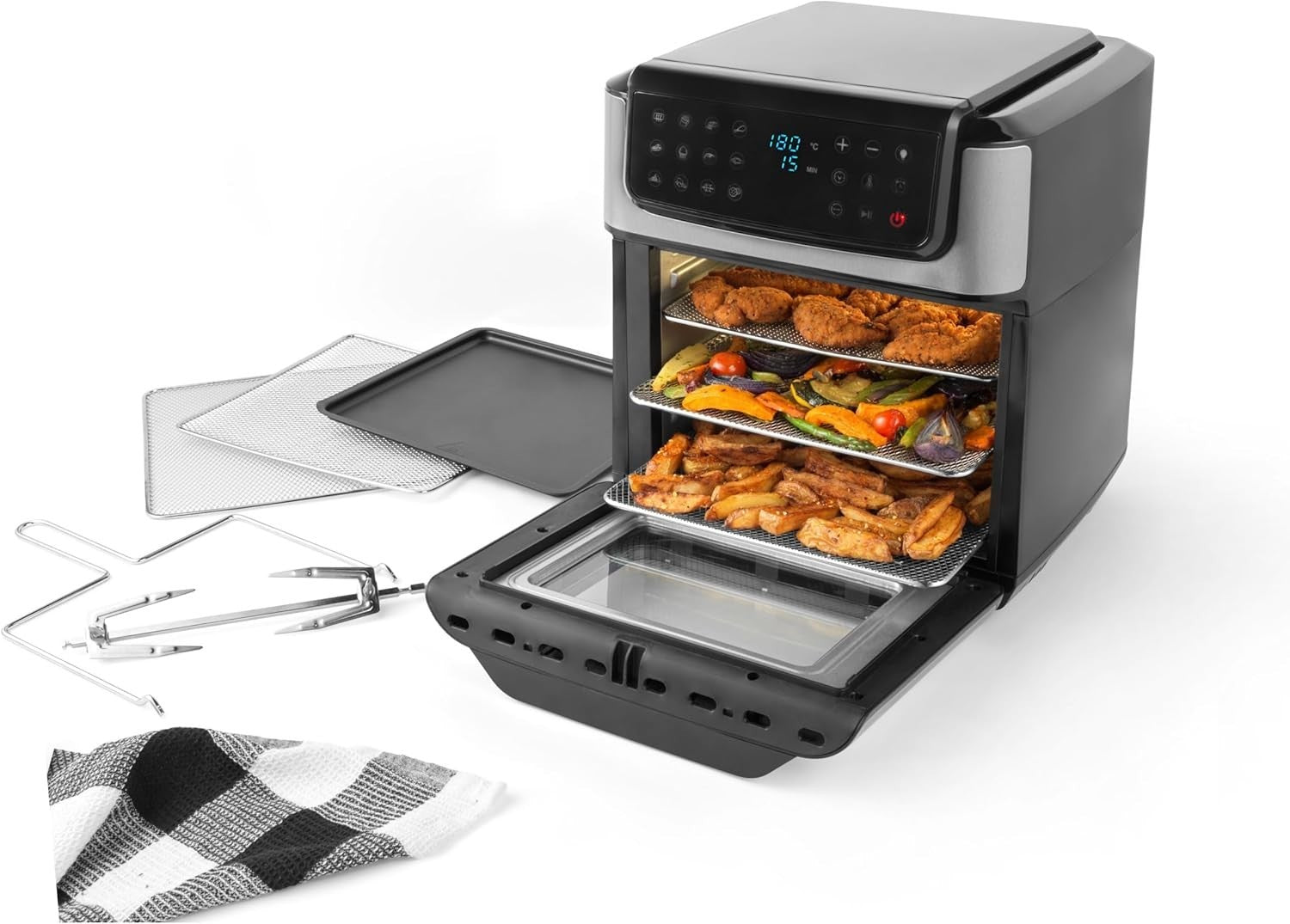 12L Digital Air Fryer Oven | 12 Presets, Rotisserie, 3 Racks, No Preheat, LCD