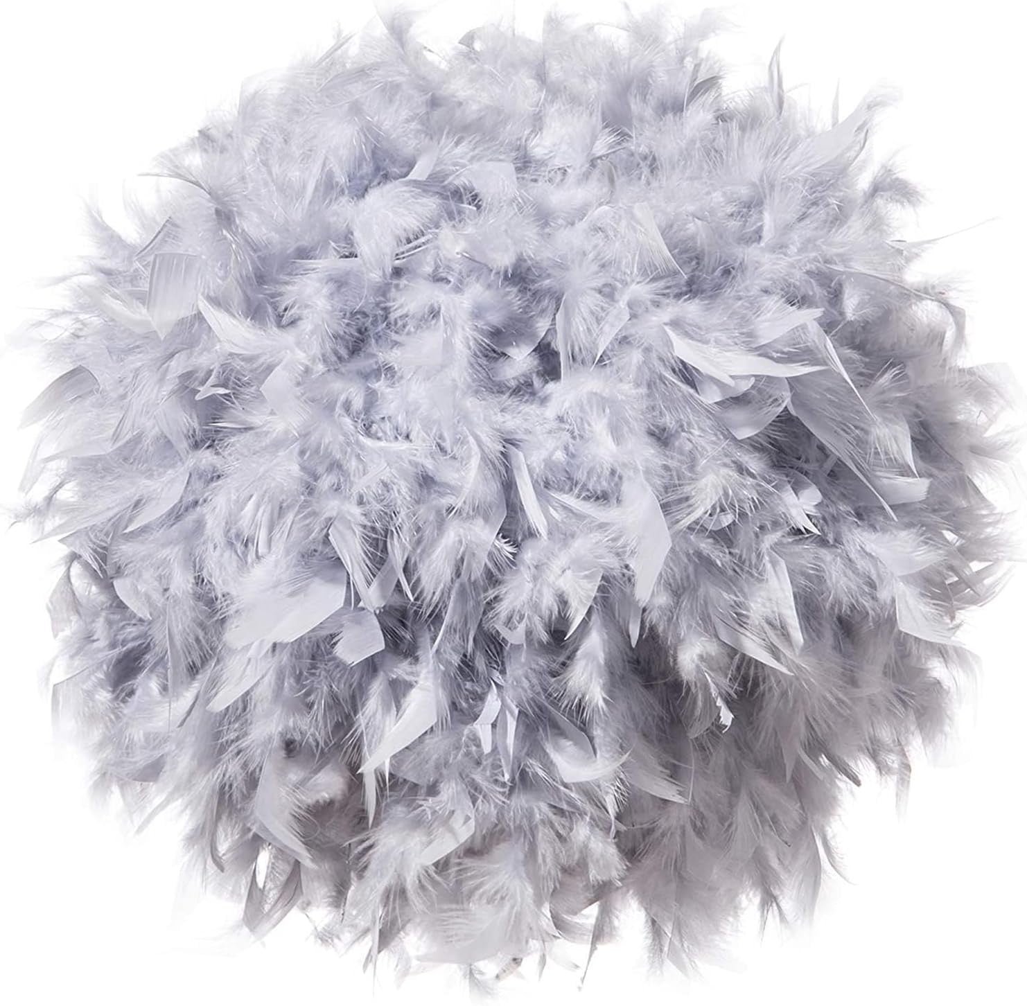 Feather Lamp Shade 40cm Grey Fluffy Ceiling Pendant Floor Table Lampshade