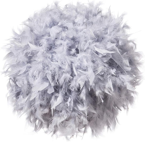 Feather Lamp Shade 40cm Grey Fluffy Ceiling Pendant Floor Table Lampshade
