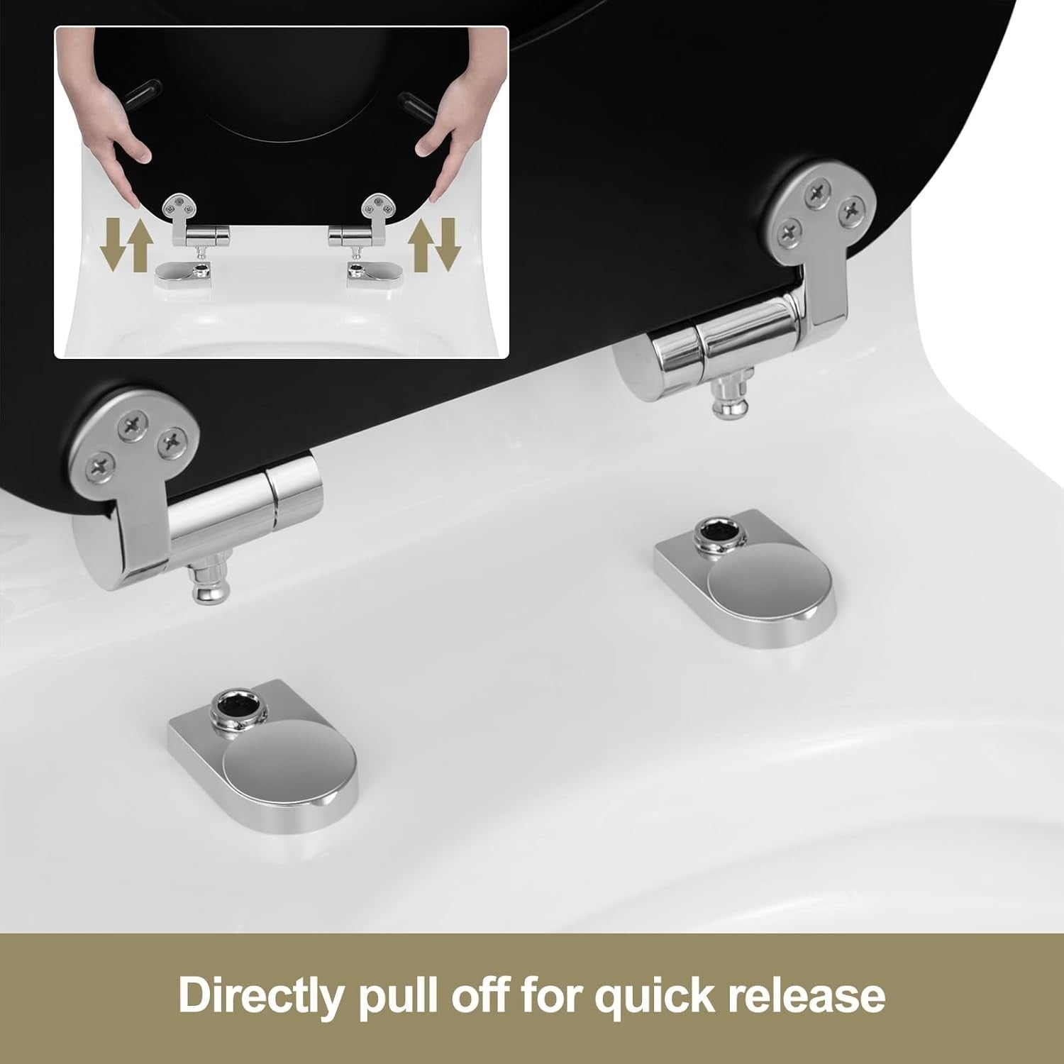 Soft Close O-Shaped Toilet Seat Quick Release MDF Matte Black Heavy Duty