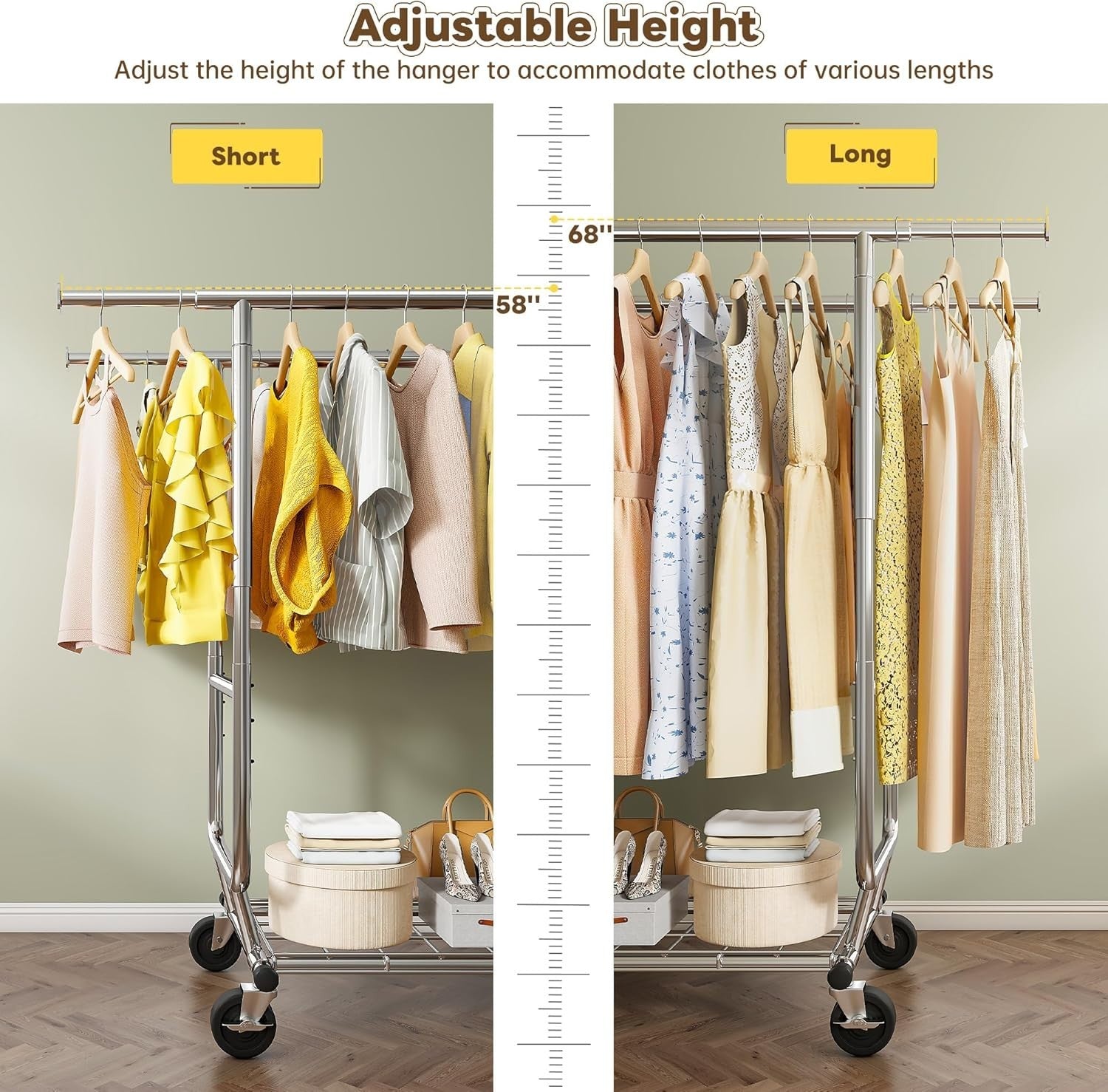 285KG Heavy Duty Extendable Double Rail Clothes Rack – Silver