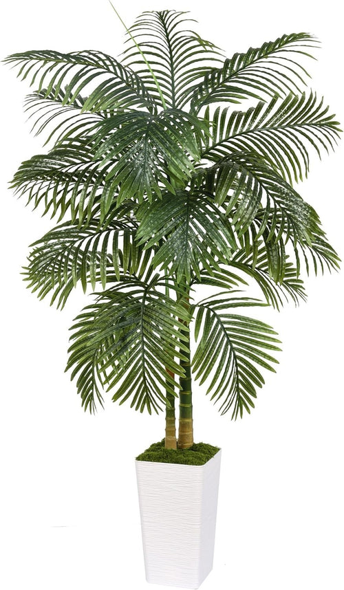 5ft Tall Artificial Tropical Palm Tree in White Planter Indoor Outdoor Decor