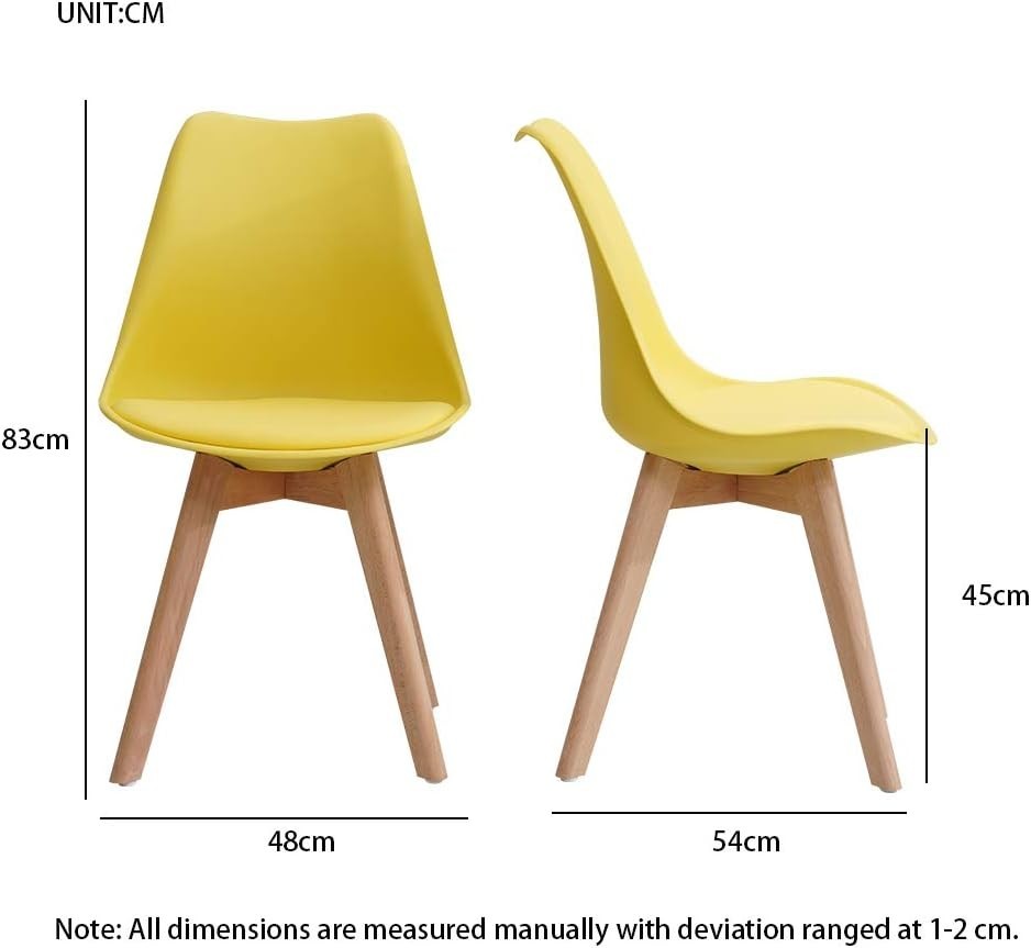 Yellow Dining Table and Chairs Set 4 – 80cm Round Modern Kitchen Café
