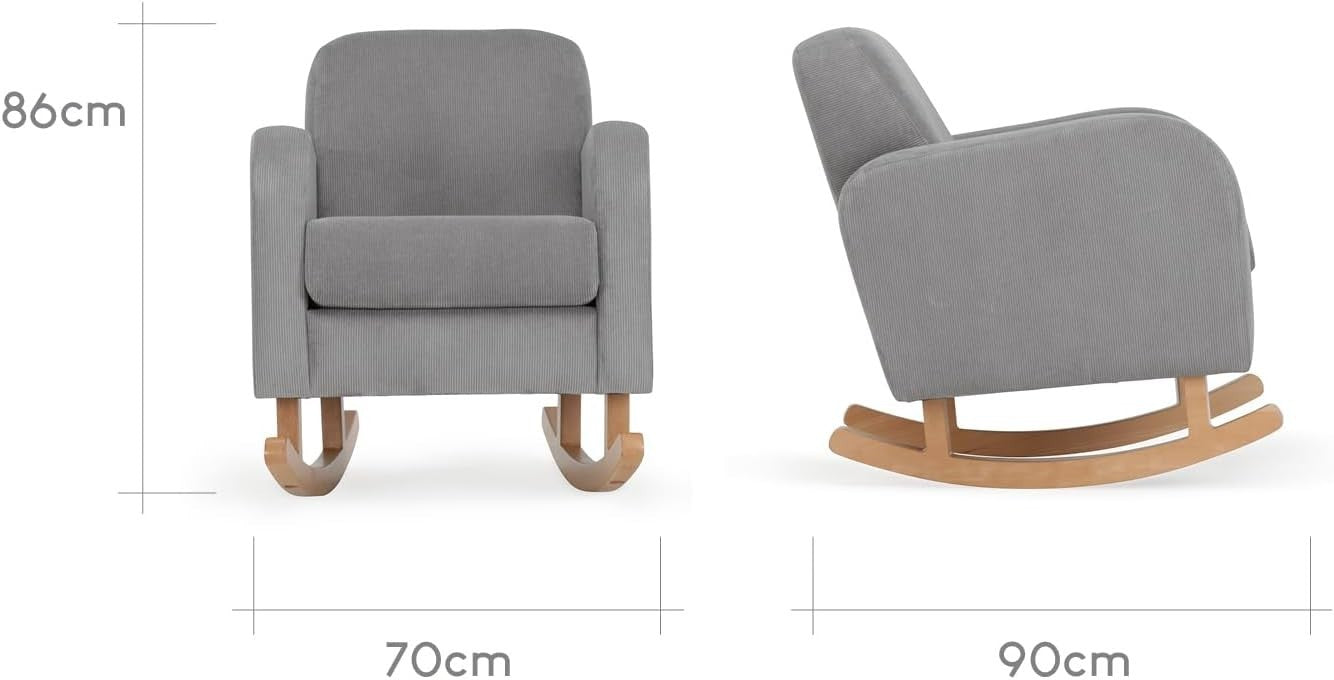 Dark Grey Rocking Chair for Nursery | Soft Foam Seat & Armrest Comfort