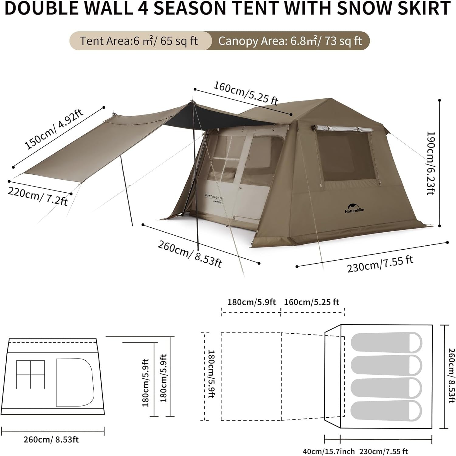 Pop Up Camping Tent 2 4 6 8 Man Waterproof Automatic Easy