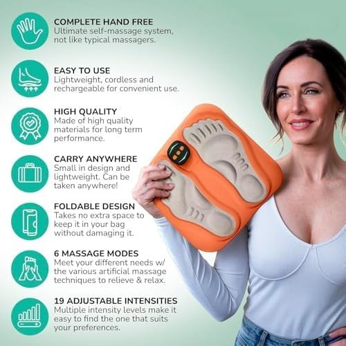 Nooro™ Portable Foot Massager Orange Cordless Pain Relief & Muscle Therapy