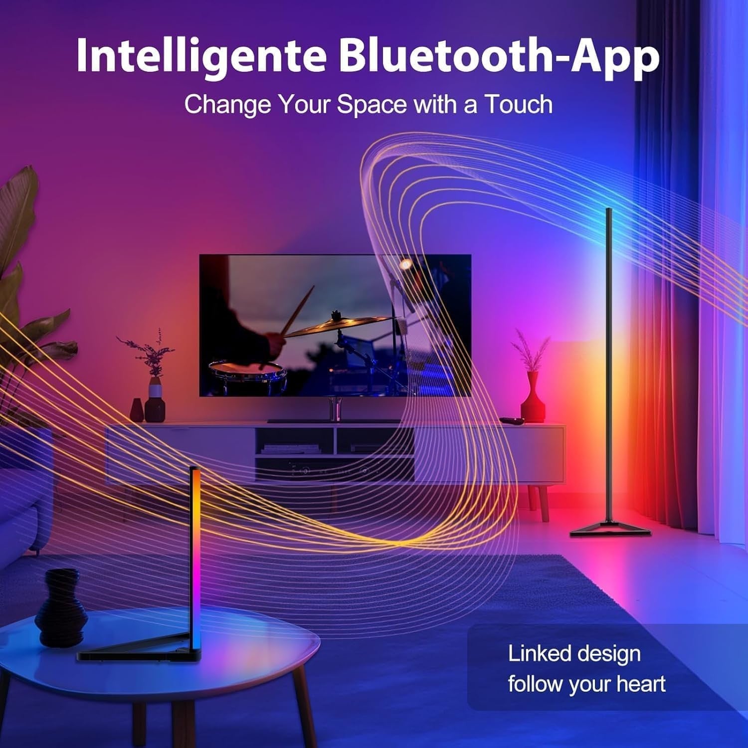 Smart RGBIC LED Floor Lamp Music Sync App Remote 16M Colours Corner Light