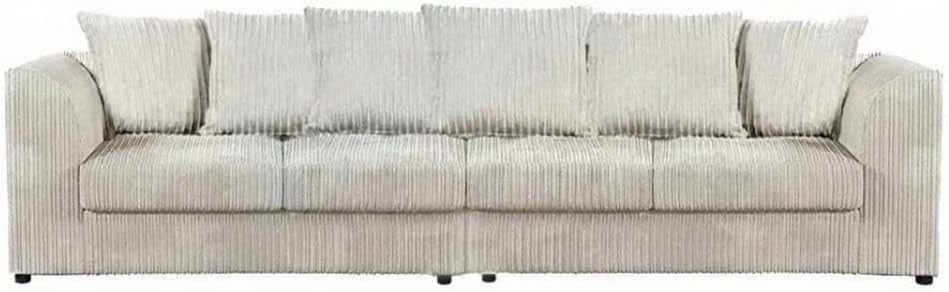 Modern Jumbo Cord 4-Seater Sofa Cream Modular Sectional Couch with Cushions