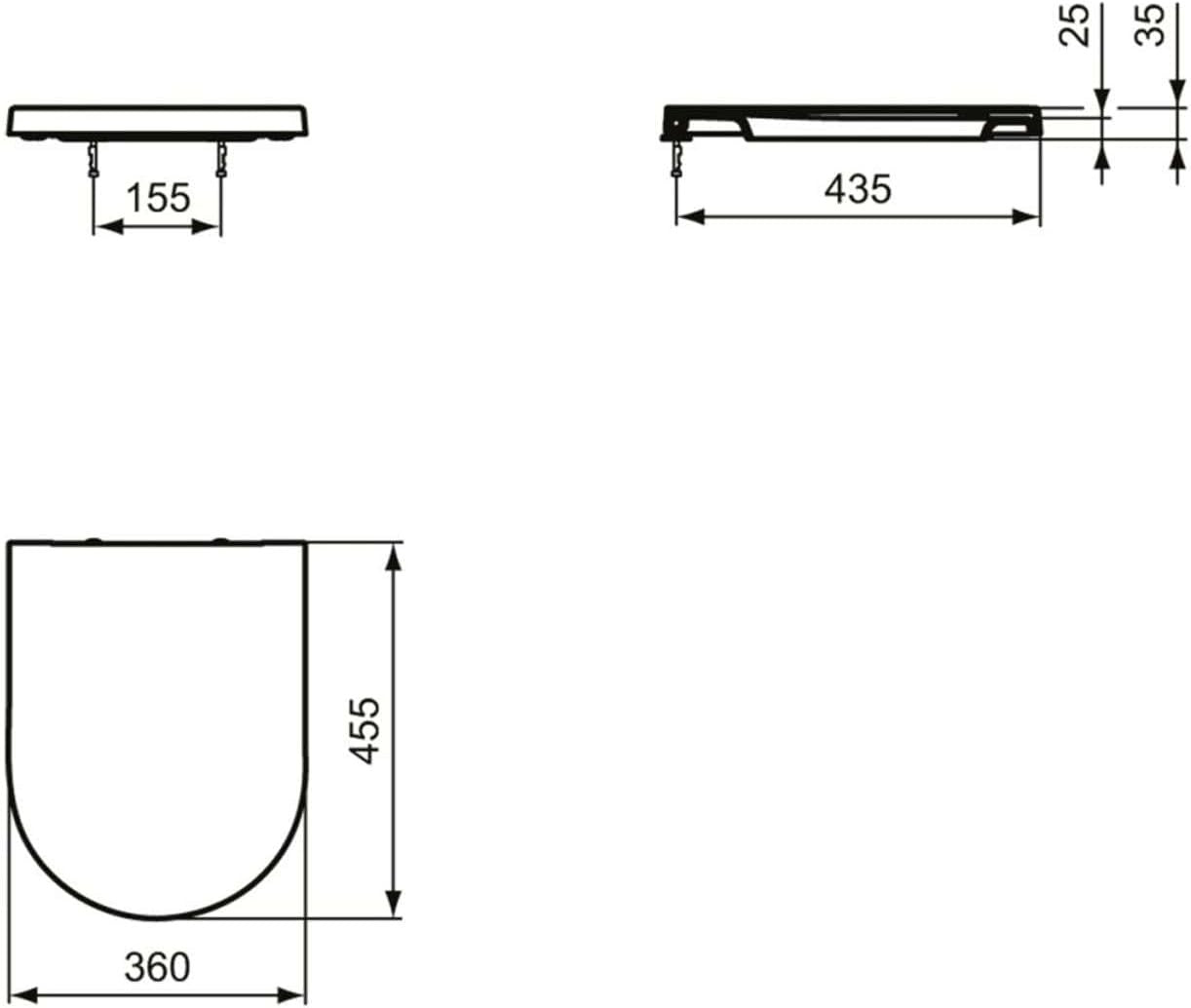 Square WC Toilet Seat White Sandwich Soft Close Quick Release Duroplast