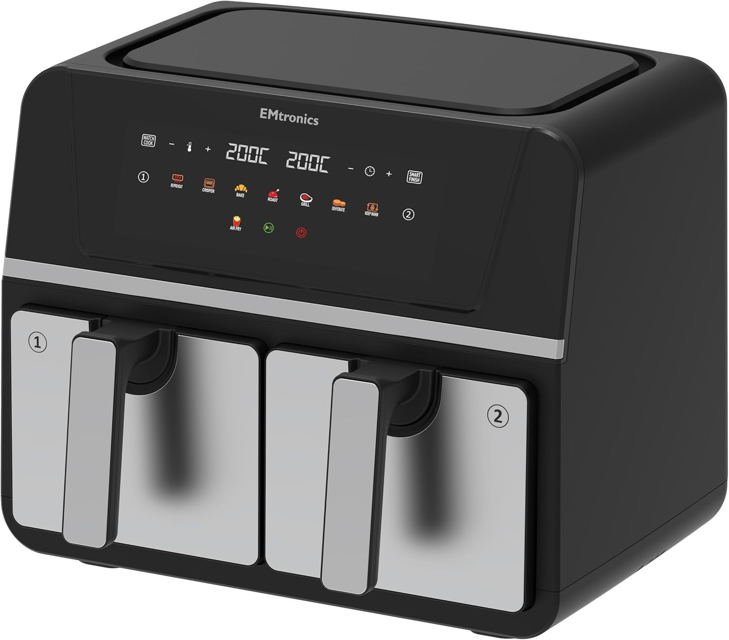 Dual Zone 9L Air Fryer 2400W Family Size | Smart Finish | Healthy Cooking Steel