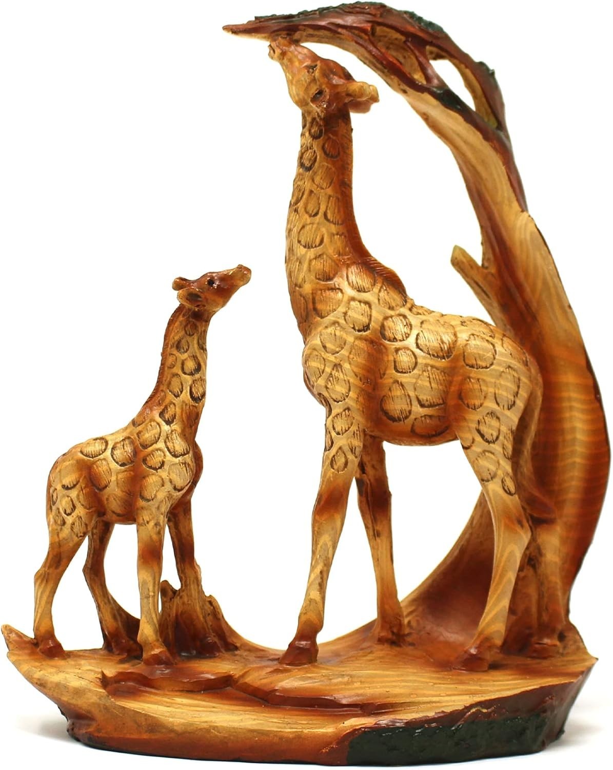 Giraffe & Calf Ornament 18cm Resin African Wildlife Sculpture Rustic Home Decor