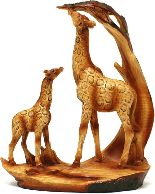 Giraffe & Calf Ornament 18cm Resin African Wildlife Sculpture Rustic Home Decor