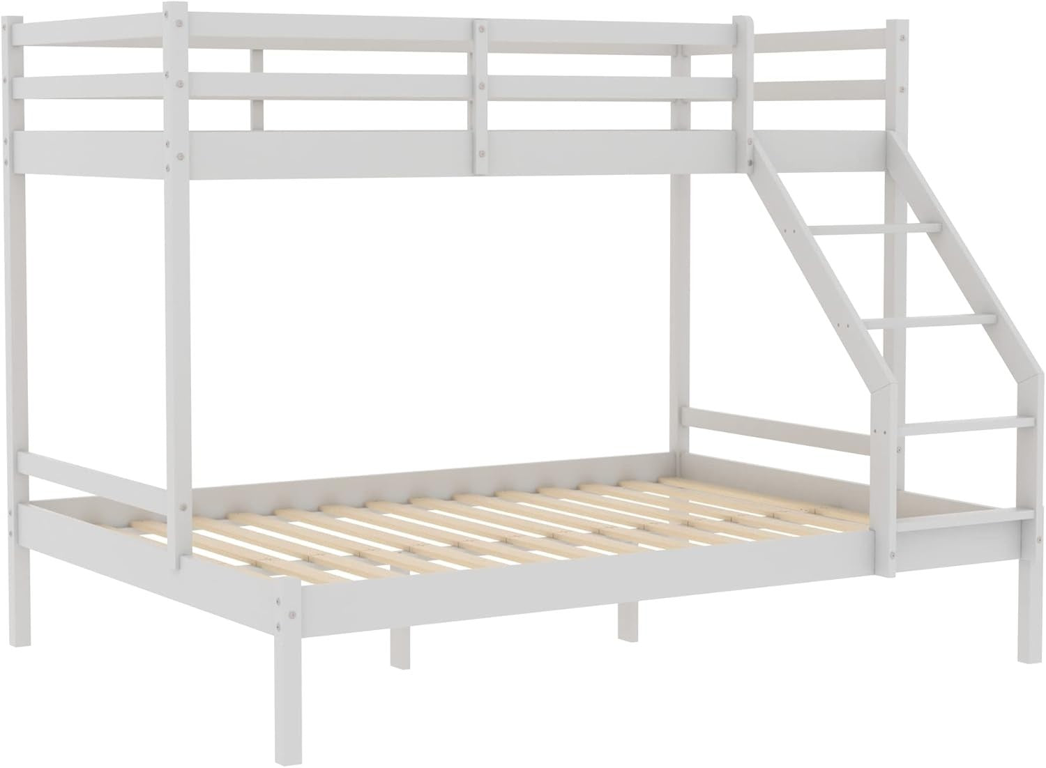 Triple Bunk Bed White Wooden Frame Kids Sleeper with Ladder 4FT 3FT Safe