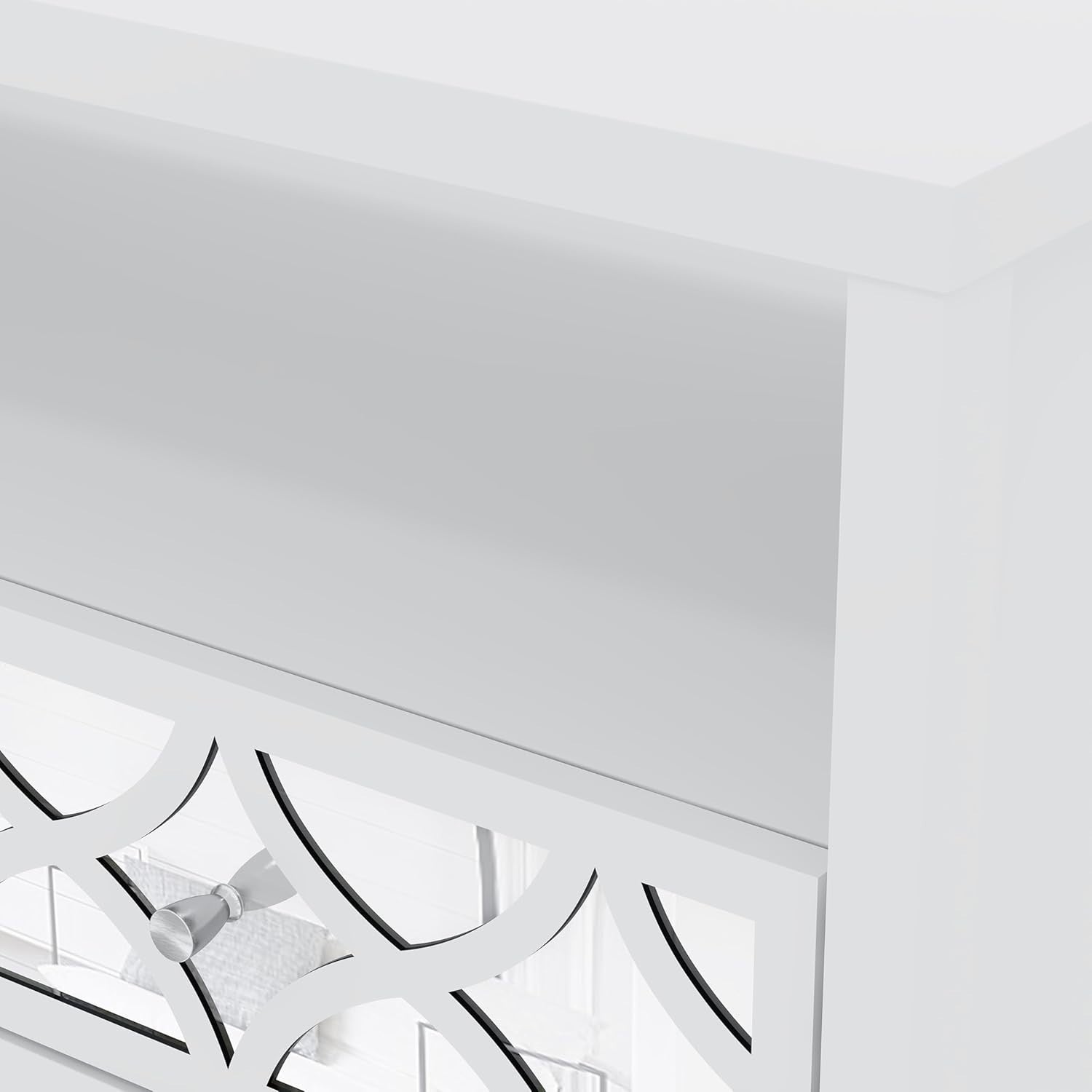 Modern Mirrored Coffee Table with Drawer – Space-Saving White Storage