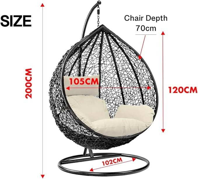 Hanging Rattan Egg Chair Swing Seat Hammock w/ Cushions Indoor Outdoor Garden