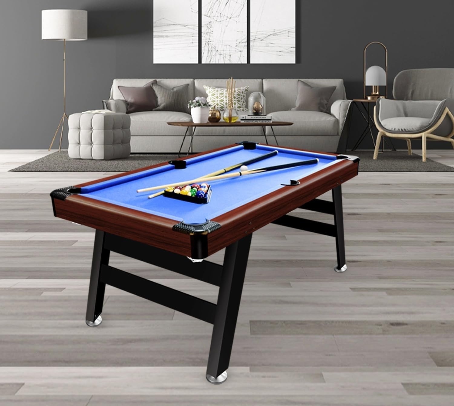 5FT Pool Table Billiards Snooker Set Solid Wood w Cues Balls