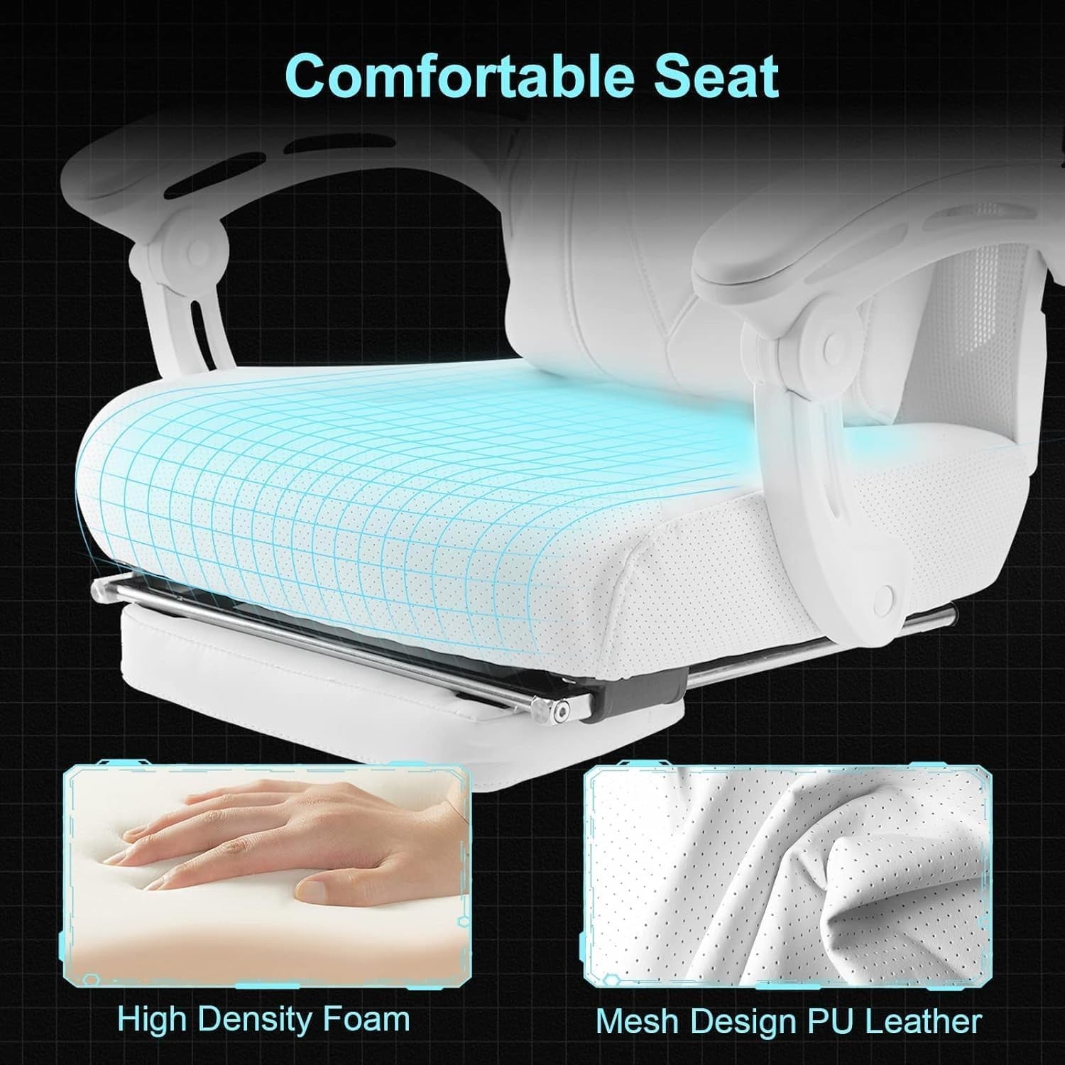 Ergonomic Mesh Gaming Chair Recliner w/ Footrest Lumbar