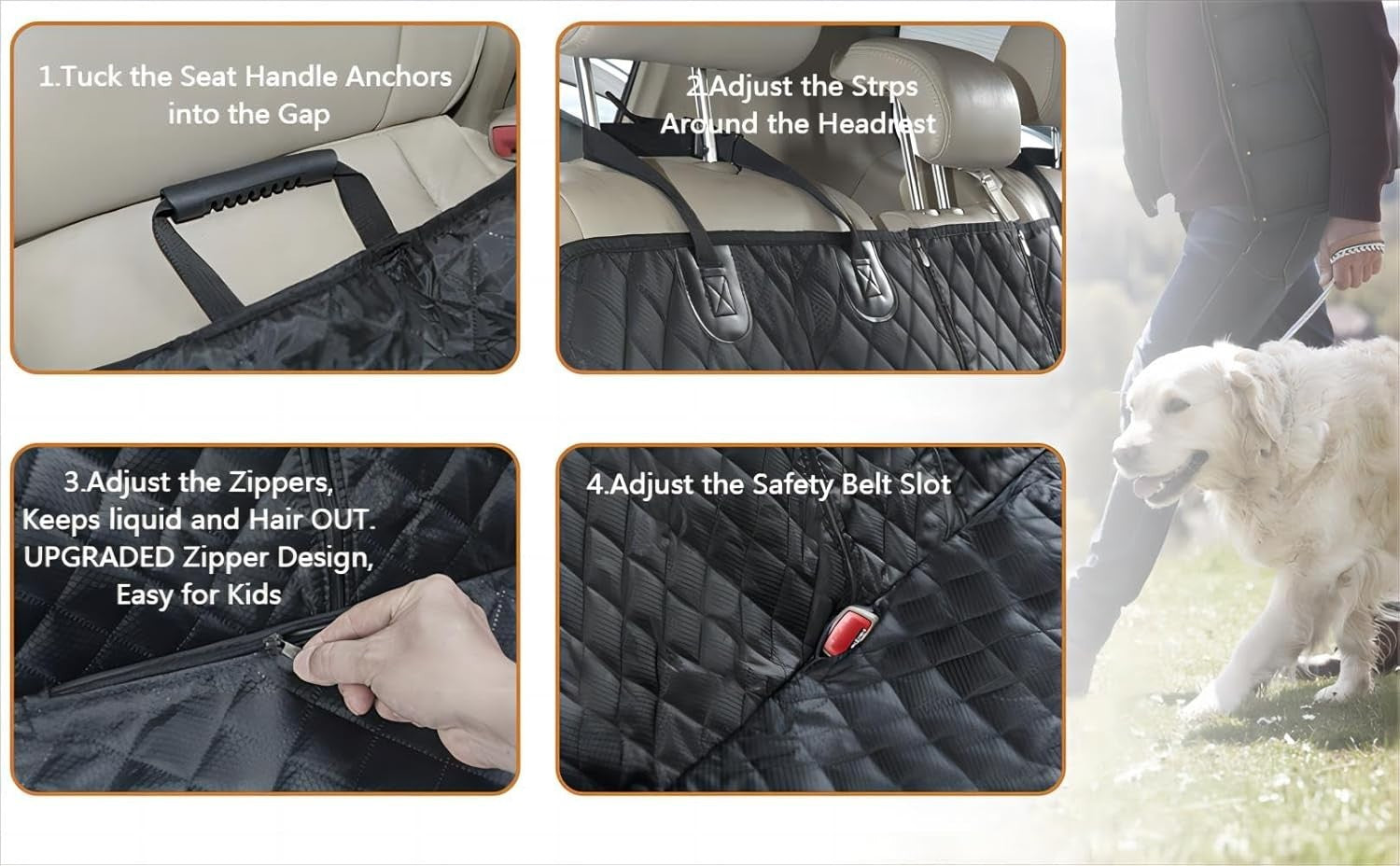 Waterproof Dog Car Seat Cover ISOFIX Rear Seat Protector Non Slip