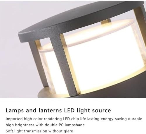 Waterproof LED Outdoor Post Cap Light, Acrylic Aluminum Lantern for Garden
