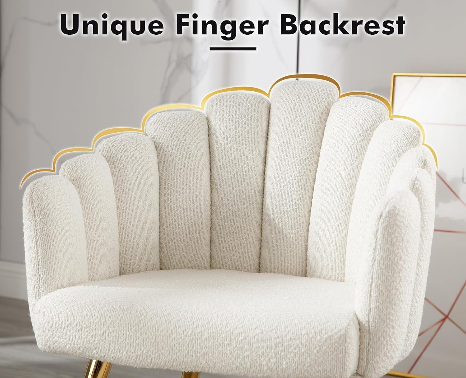 White Faux Fur Accent Armchair – Modern Lounge Chair with Gold Metal Legs