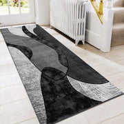 Grey Runner Rug 80x150cm Soft Thick Pile Anti Slip Abstract Hallway Carpet