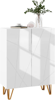 Slim High Gloss Shoe Cabinet with Soft-Close Doors & Adjustable Shelves
