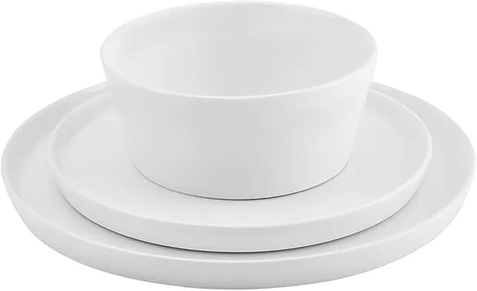 18 Piece Bone China Dinner Set for 6 Grey Plates Bowls Modern Crockery