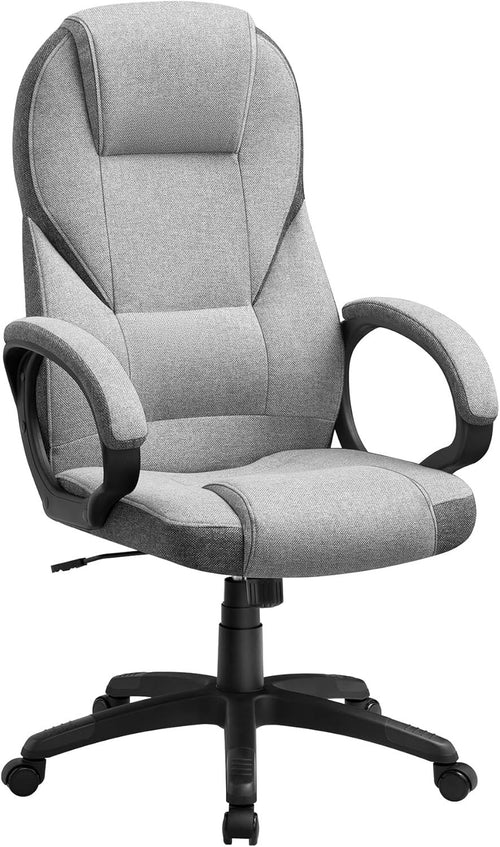 Ergonomic Office Chair Dove Grey Linen Fabric Adjustable Swivel Desk Seat