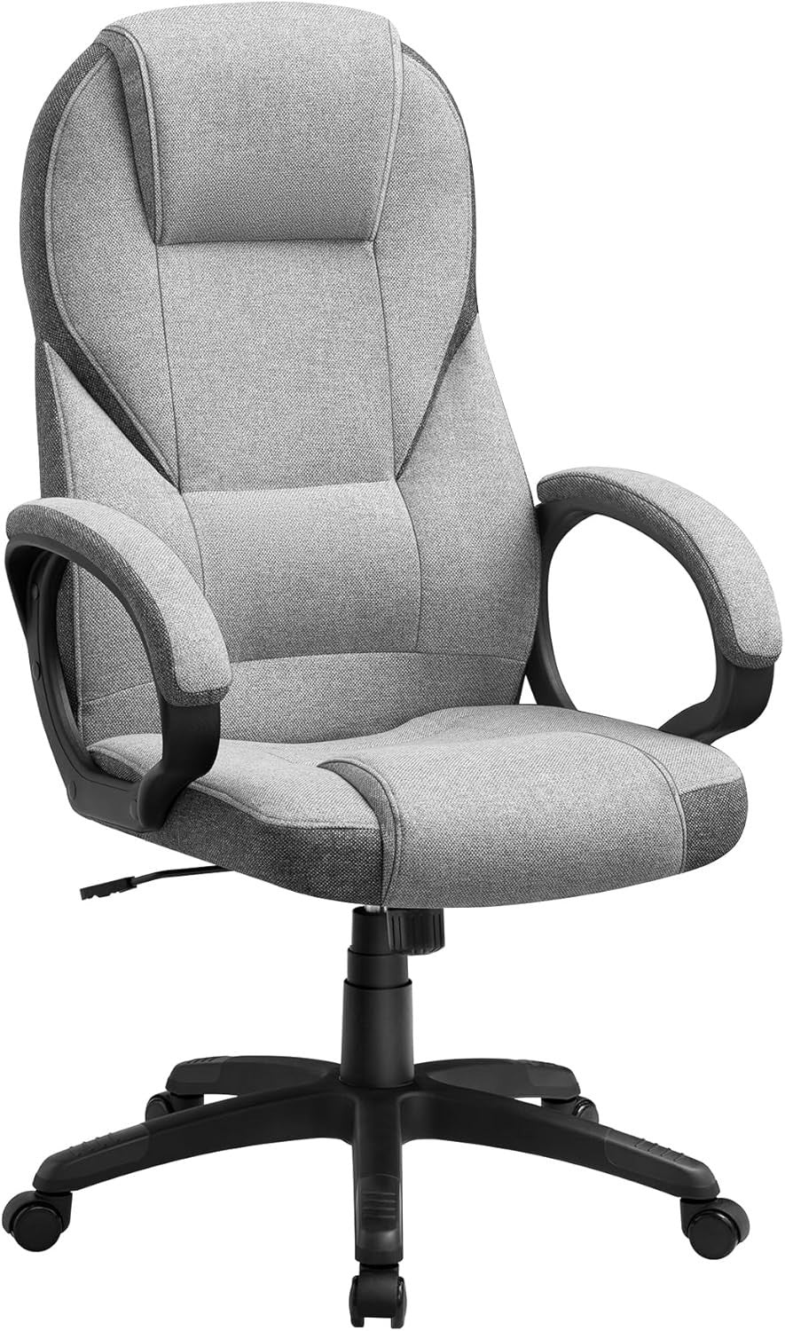 Ergonomic Office Chair Dove Grey Linen Fabric Adjustable Swivel Desk Seat