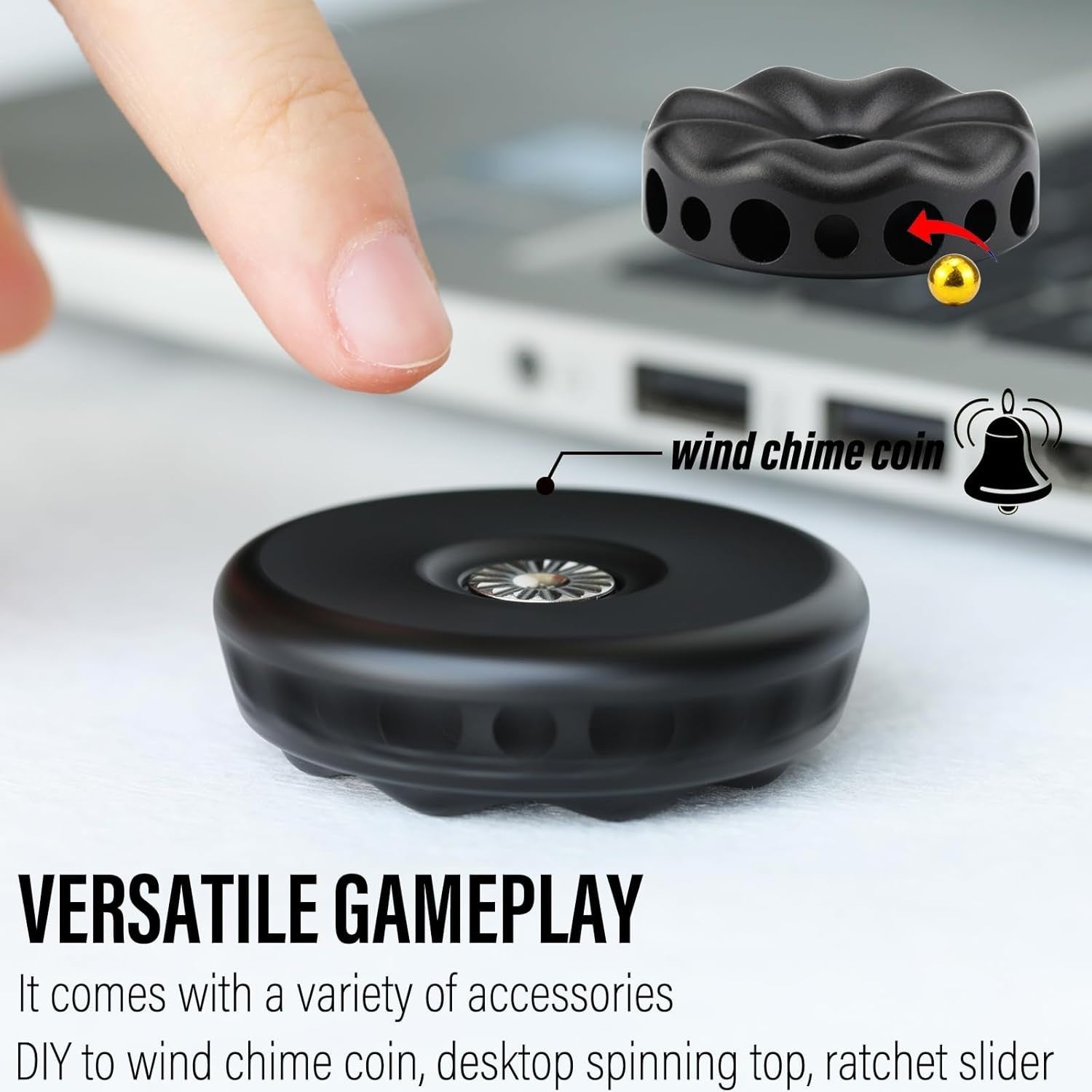 Black Flower Metal Fidget Spinner Silent DIY Coin Top Slider