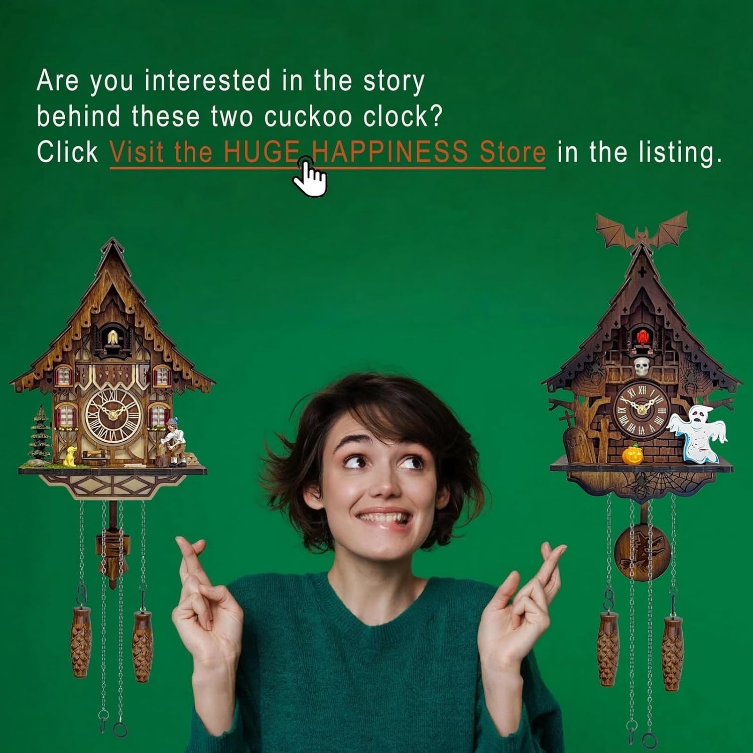Traditional Cuckoo Clock Wall Decor 12 Melodies Night Mode Volume Control