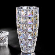 Diamond Cut Glass Vase Tall Crystal Style Flower Vase Luxury Home Decor