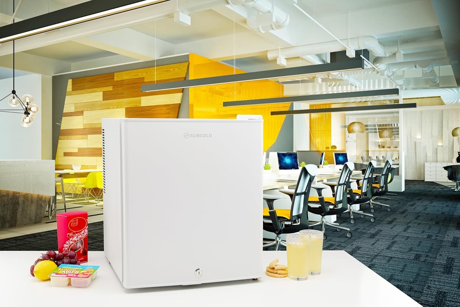 Mini Fridge 30L Compact Table Top Frost-Free LED Lockable White