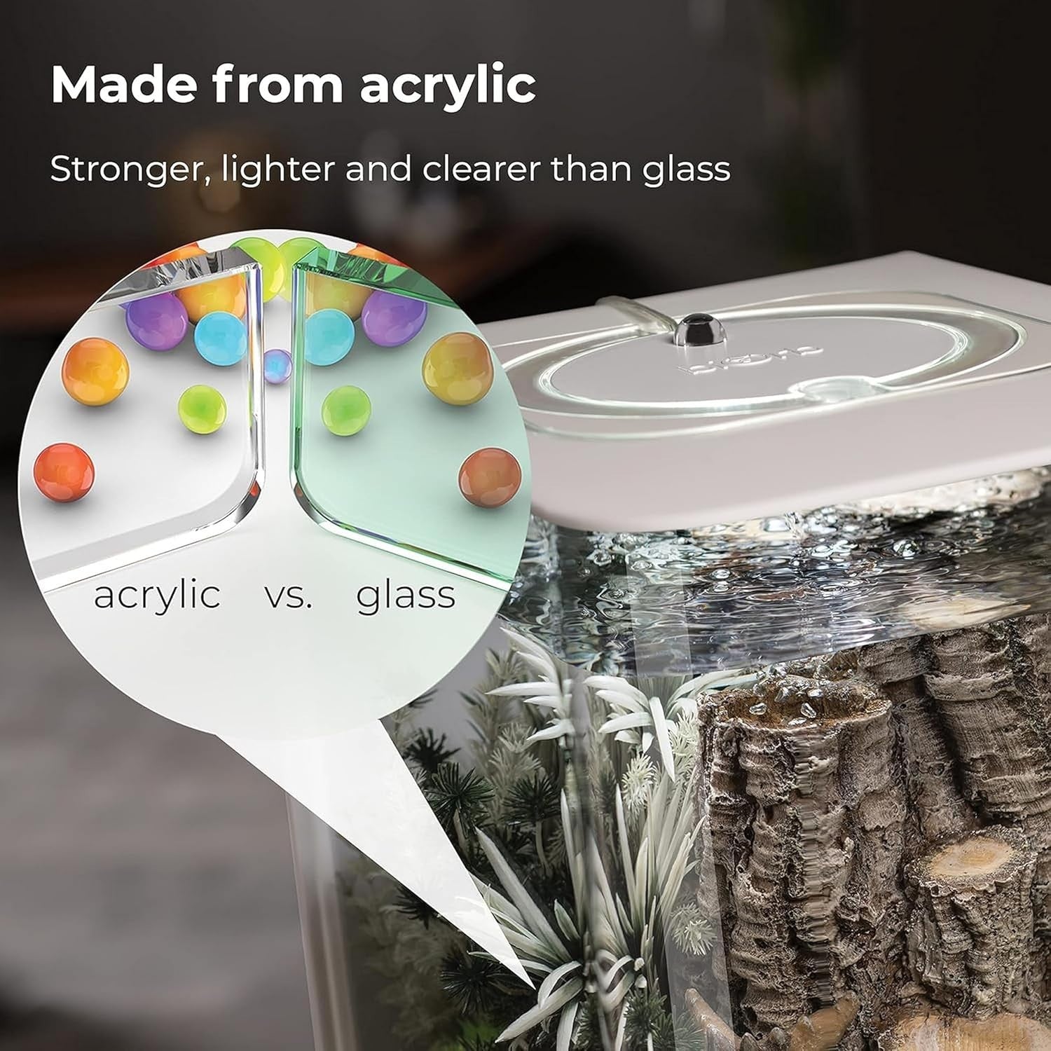 30L Acrylic Aquarium with LED Lights & 5-Step Filtration - Black
