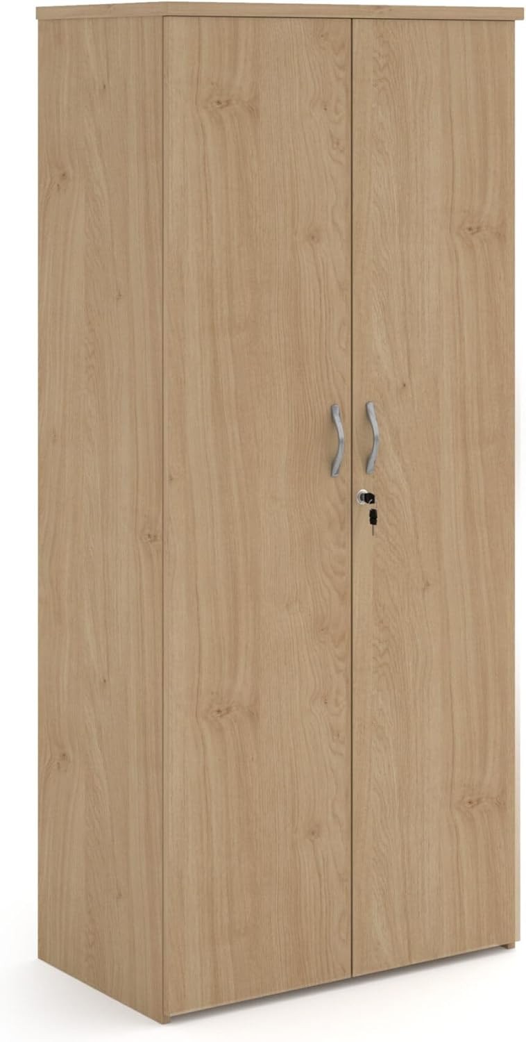 Kendal Oak Storage Cupboard 2 Door Lockable Cabinet with 4 Adjustable Shelves