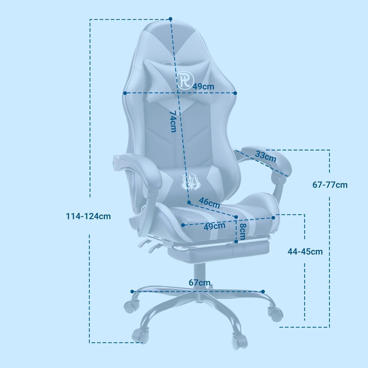 Ergonomic Gaming Chair with Footrest & Lumbar Support – Grey PC Seat