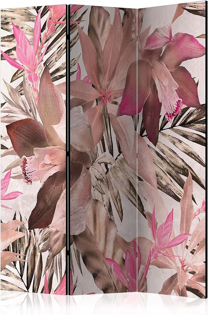 Tropical Floral Leaf Folding Room Divider 3 Panel Canvas Privacy Screen 135x172c