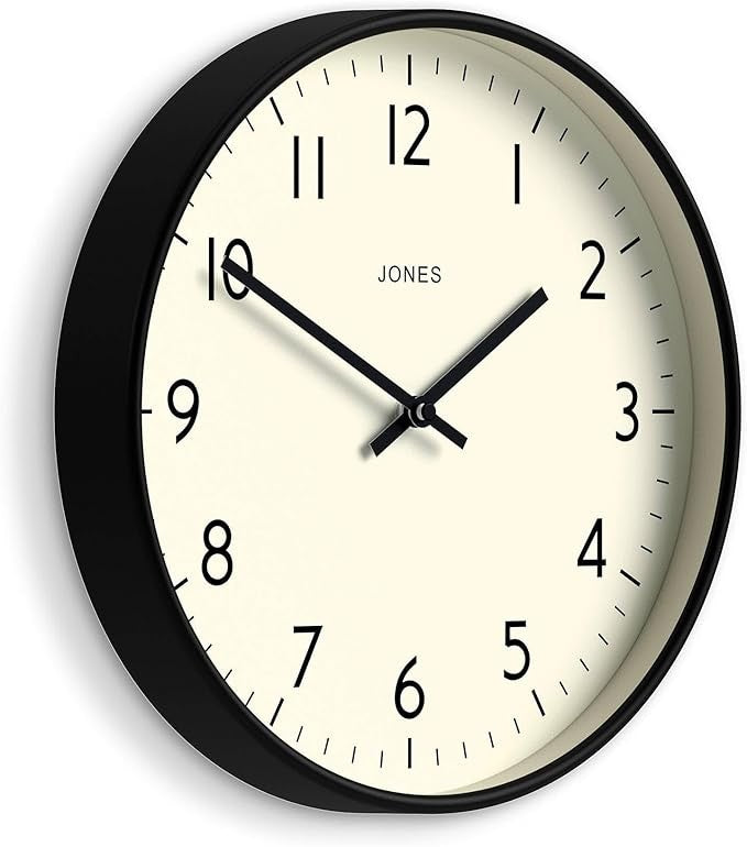 Modern 30cm Silent Wall Clock | Minimalist Black Frame | Easy Read Home Decor
