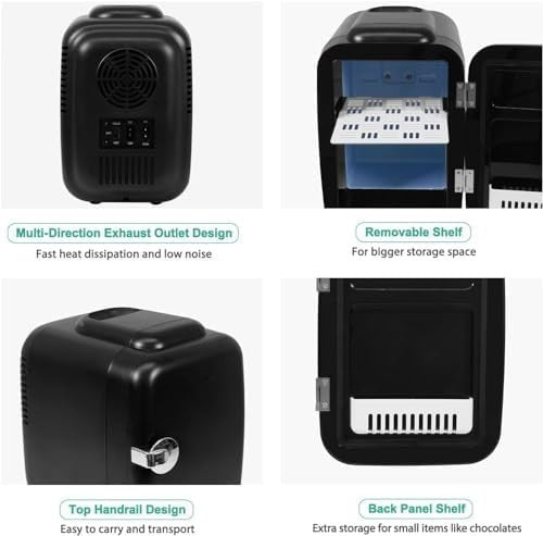 Portable Mini Fridge 4L Cooler & Warmer for Bedroom Office Car