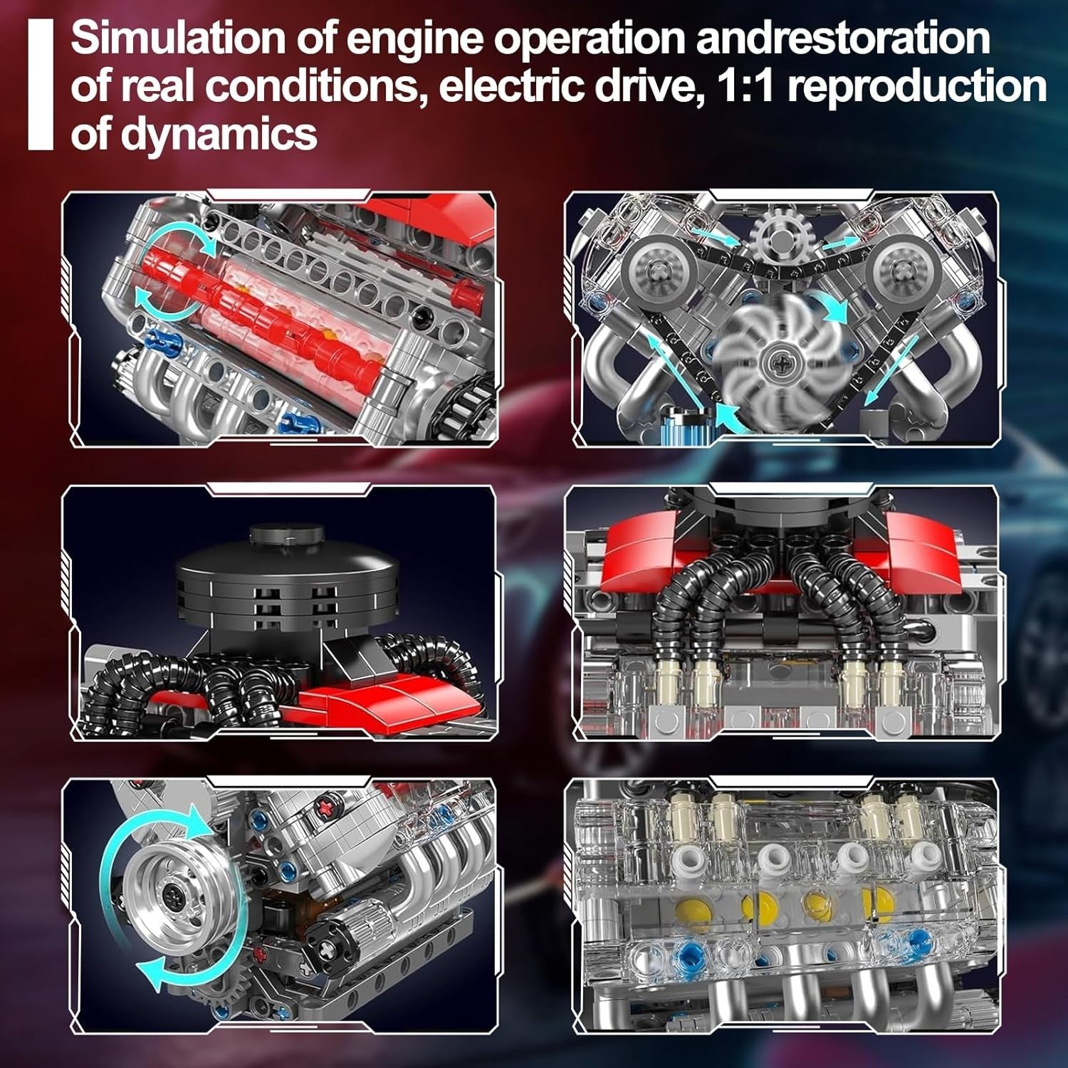 V8 Engine Model Kit 487pcs Buildable Working Motor Toy STEM Gift 10+