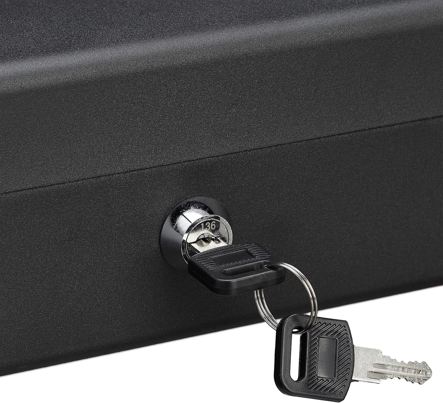 Lockable Cash Box Coin Counter Tray Money Storage Case Black Steel