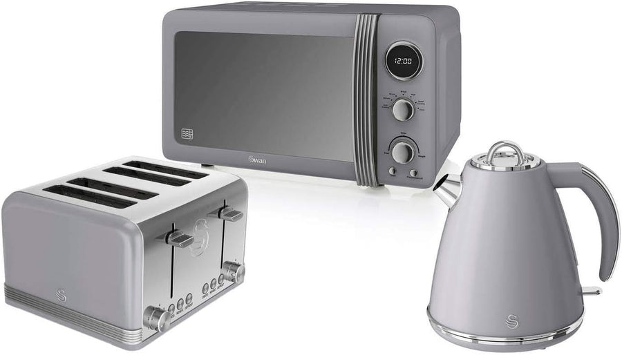 3-Piece Kitchen Appliance Set: 20L Microwave, 1.5L Kettle & 4-Slice Toaster