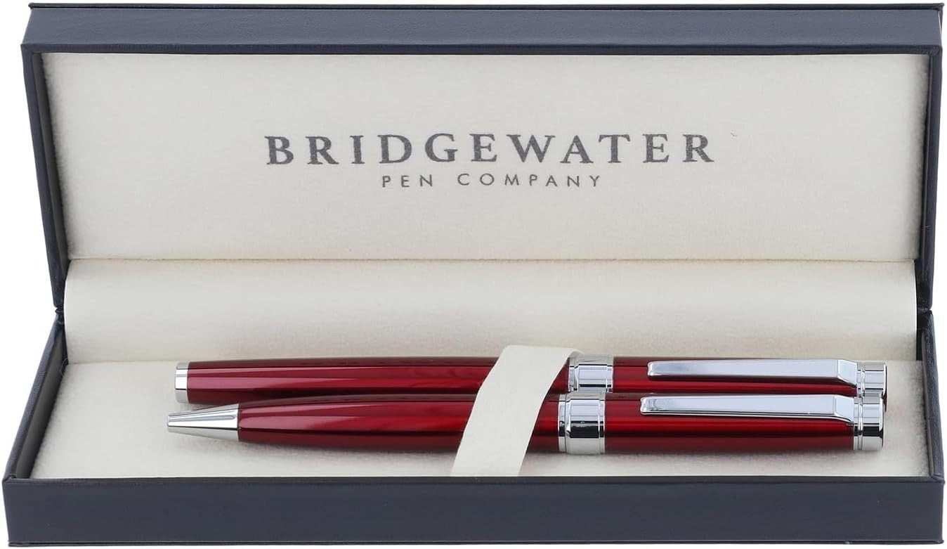 Executive Ballpoint & Rollerball Pen Gift Set Red Boxed