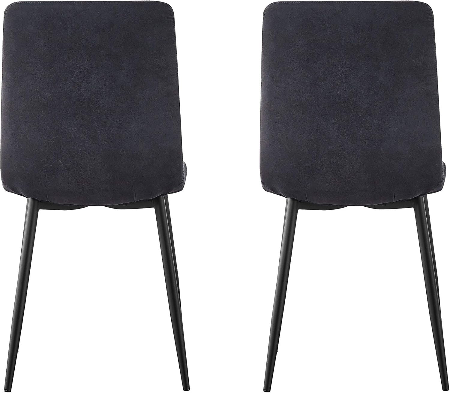 Set of 4 Black Faux Leather Dining Chairs Metal Legs Kitchen Office Use