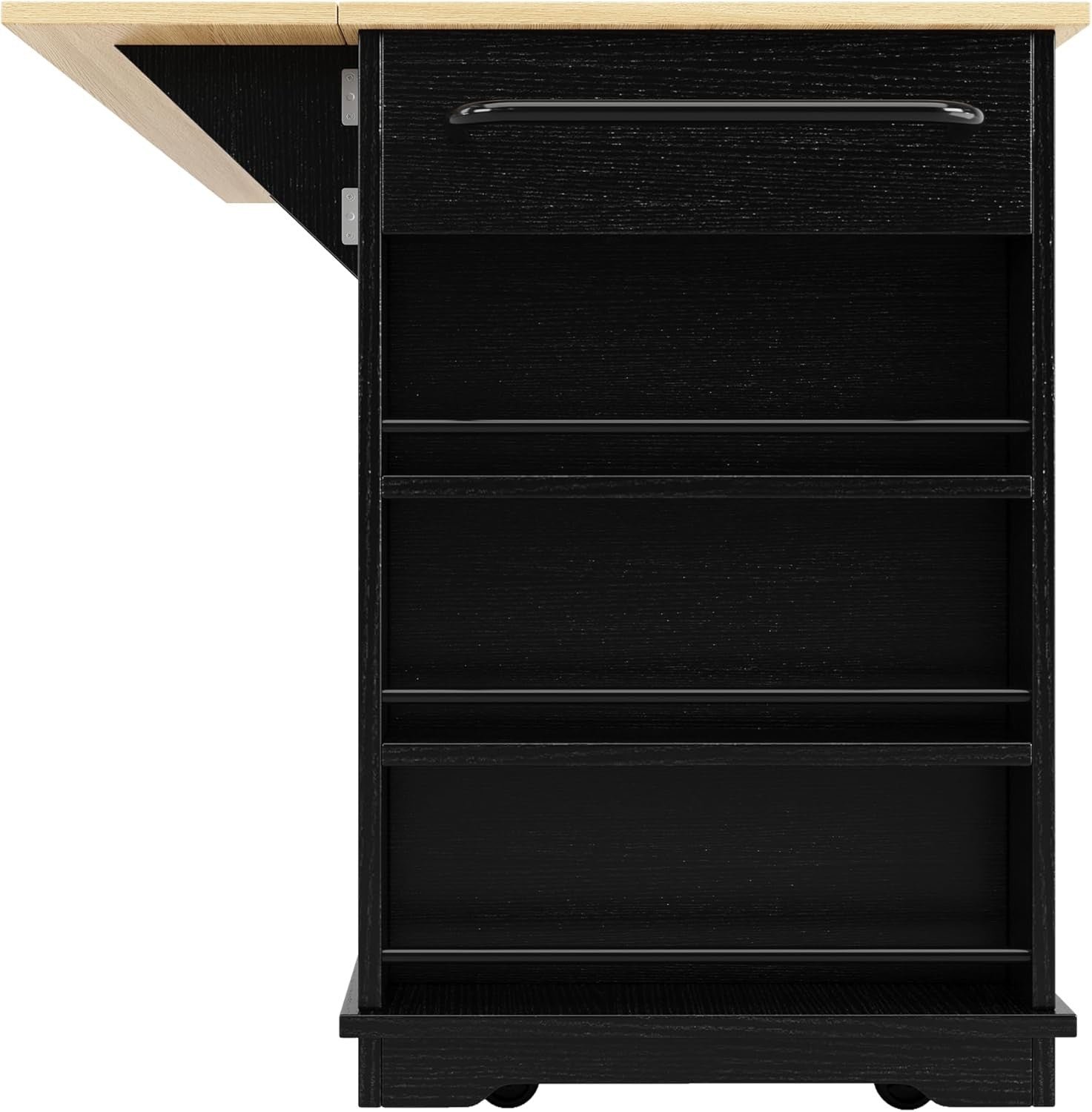 Large Kitchen Island Trolley on Wheels Storage Cabinet Drawer Power Strip