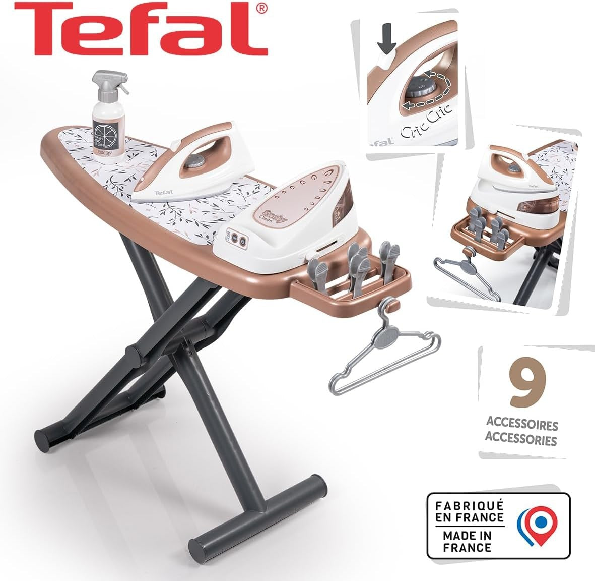 Kids Ironing Board Play Set with Steam Iron Pretend Laundry Toy